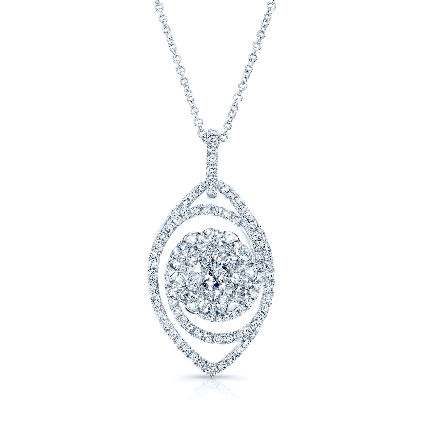 Diamond Marquise Swirl Pendant In 14k White Gold 2.25ctw