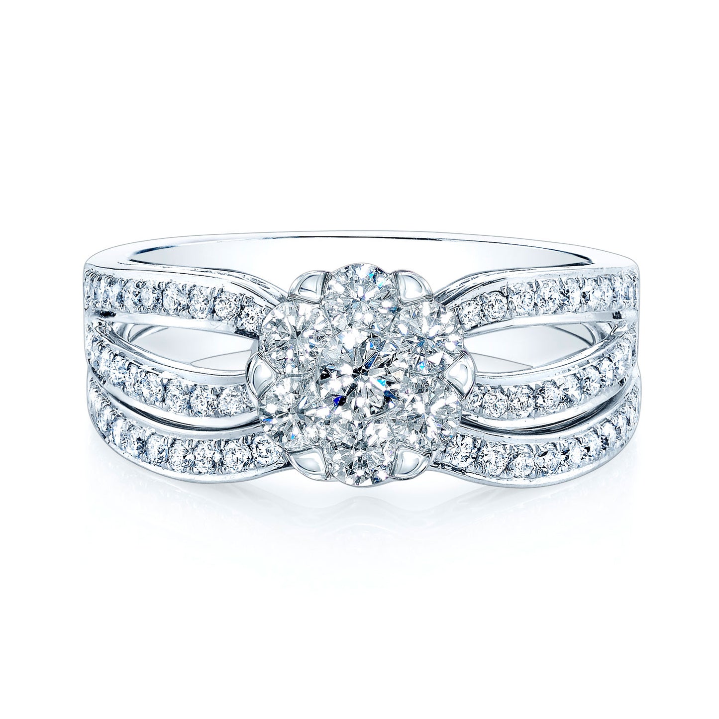 Diamond Contoured Band With Milgrain In 14k White Gold