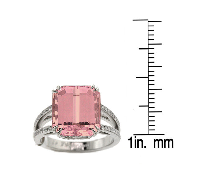 Pink Tourmaline And Pave Diamond Ring In Platinum (1/3 Ct. Tw.)