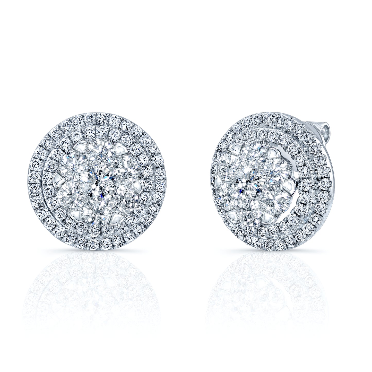 Diamond Cluster Shield Earrings In 14k White Gold