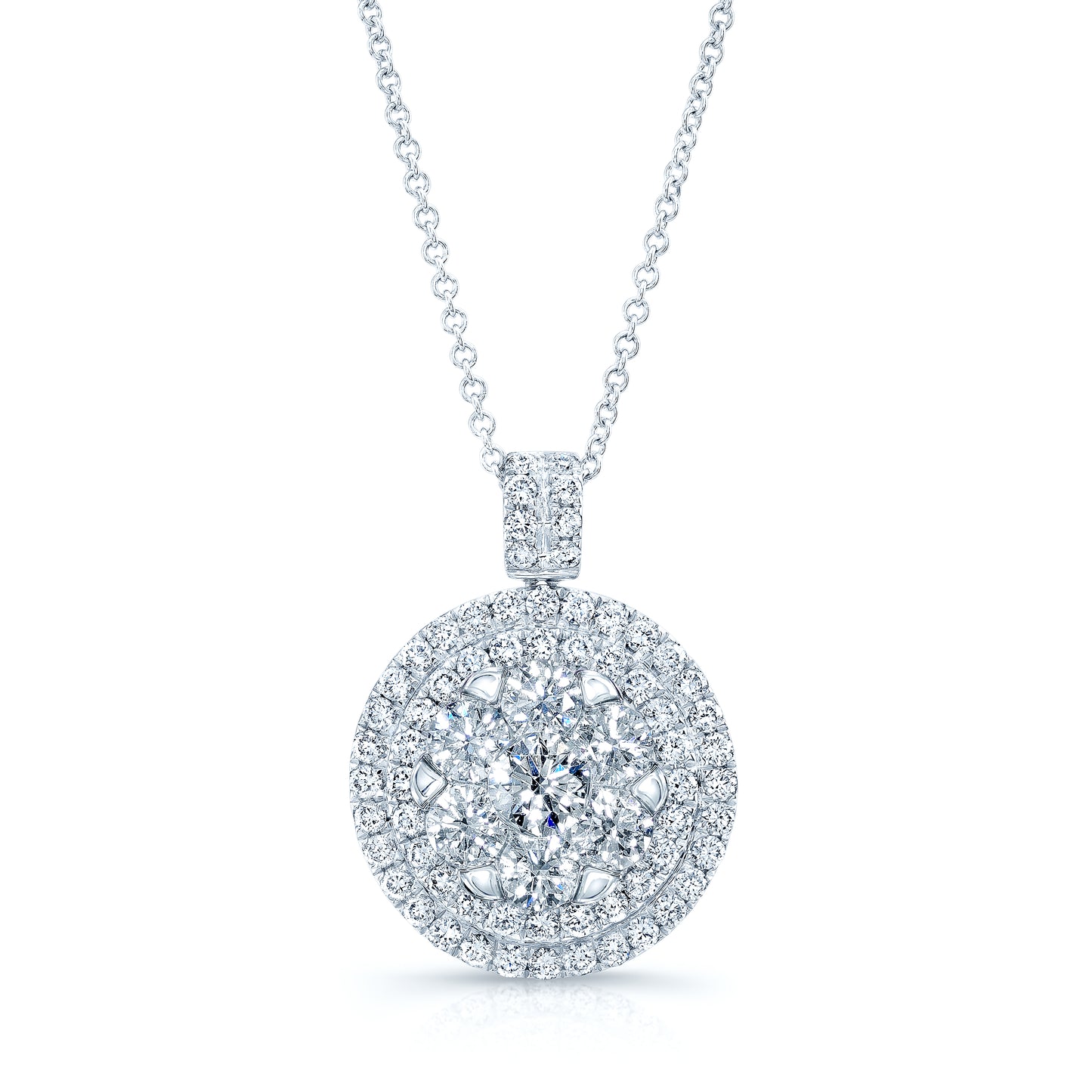 Diamond Cluster Shield Pendant In 14k White Gold 2.25ctw