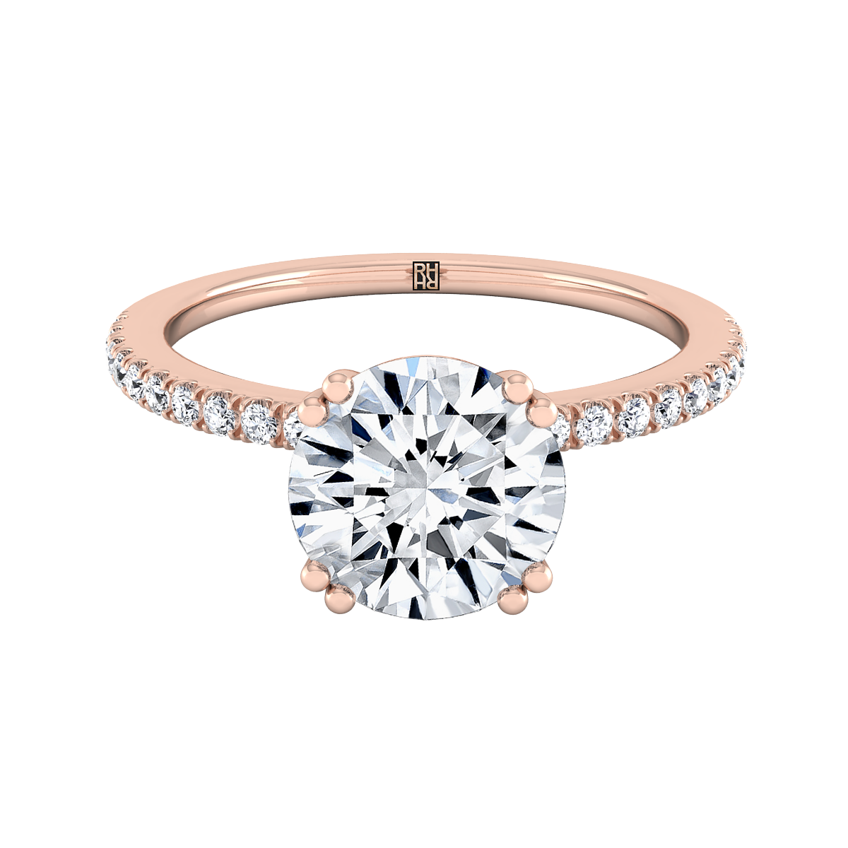 1 1/4ctw Round Diamond Double Row Engagement Ring With Micro U Set Pave In 14k White Gold, Igi-certified