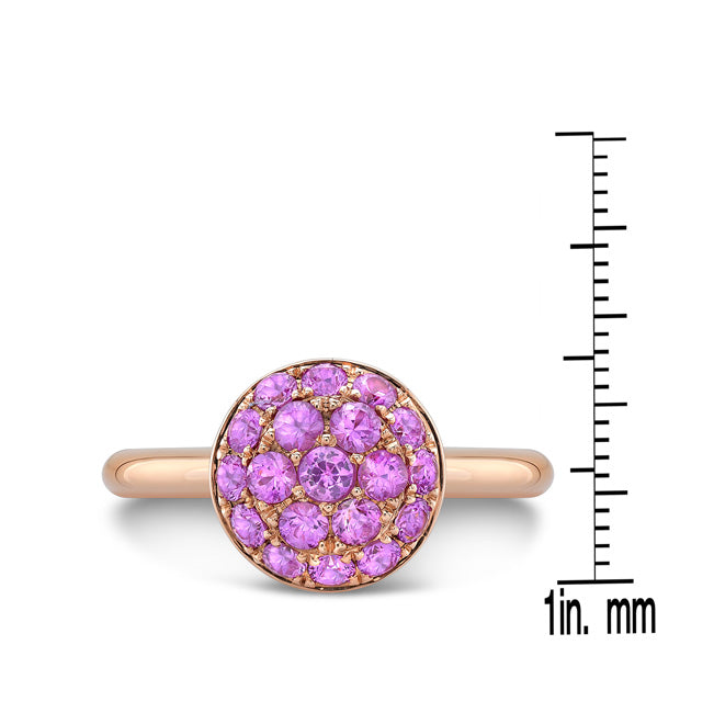 Pink Sapphire Puff Pave Domed Cluster Ring In 18k Rose Gold