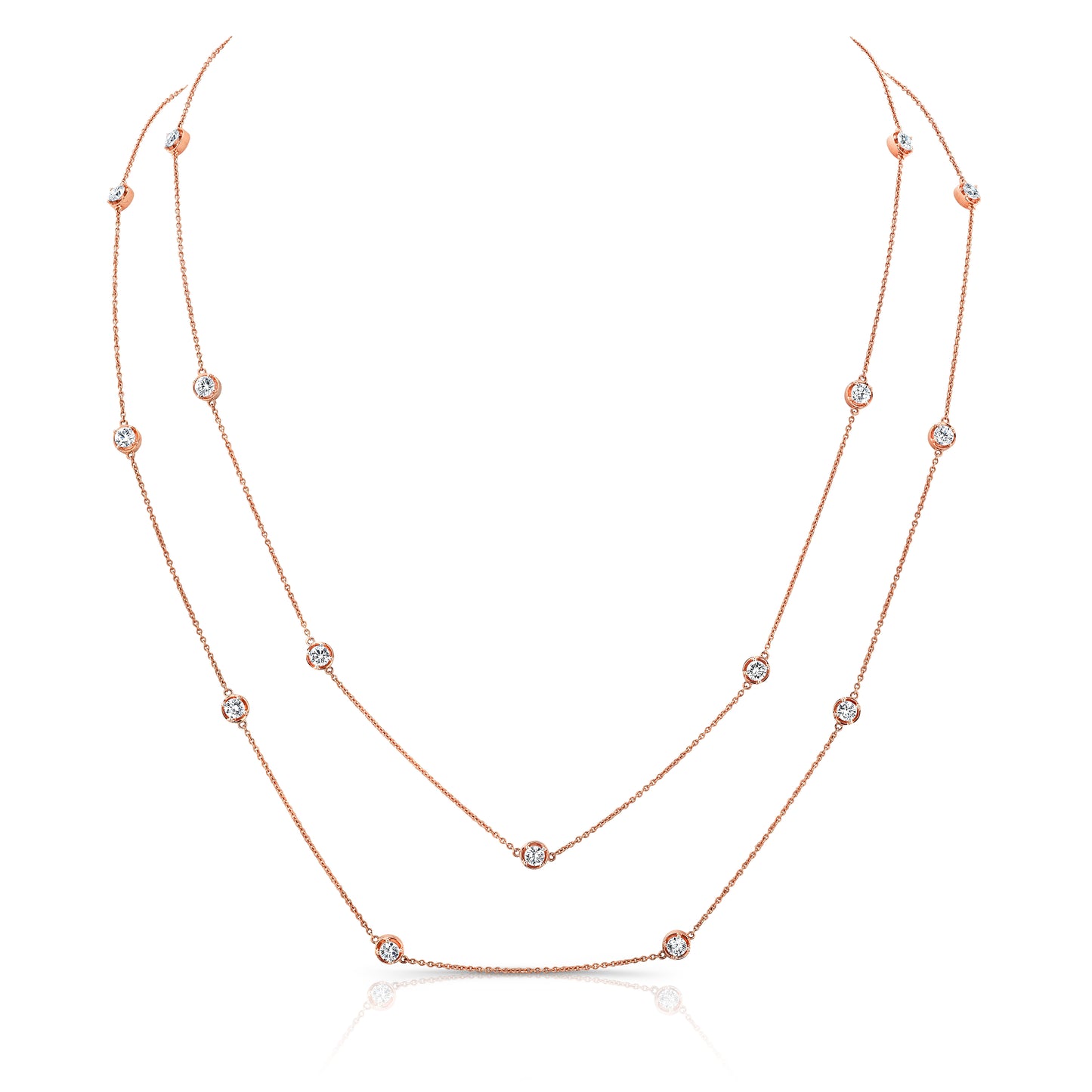 Diamond By The Yard Necklace In 18k Rose Gold (1 3/4 Ct. Tw.)