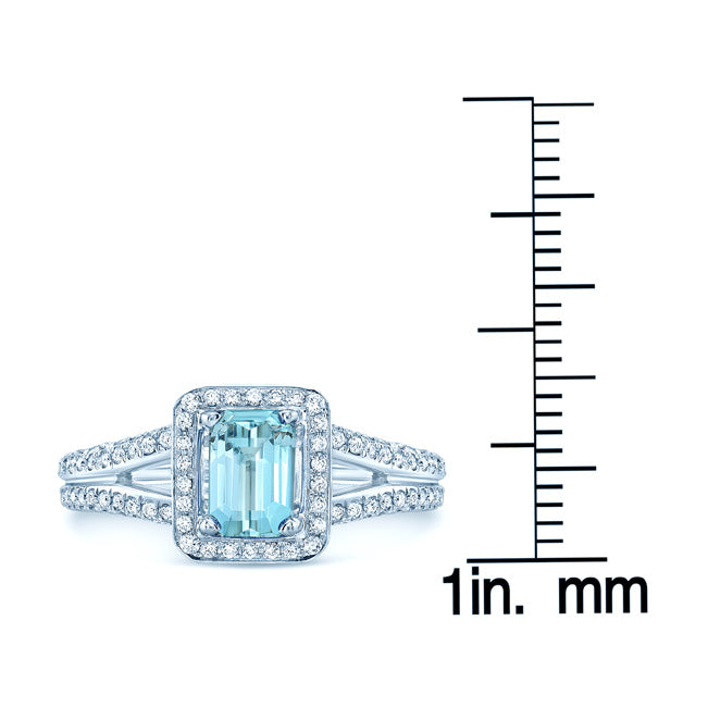 18kw Aquamarine & Diamond Ring