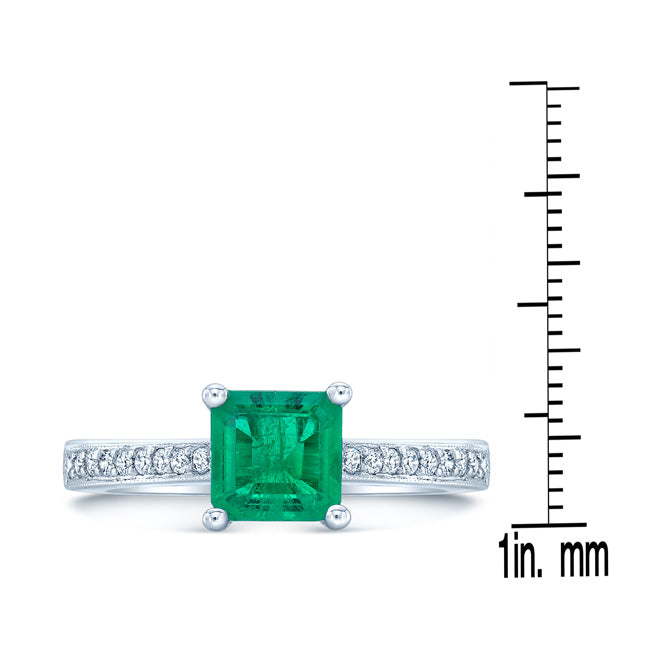 Emerald And Diamond Ring In 18k White Gold