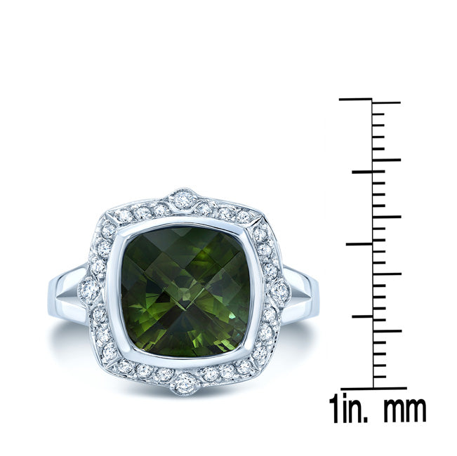 18k White Gold Green Tourmaline 1/3ct Tdw Diamond Ring (h-i, Si1-si2)