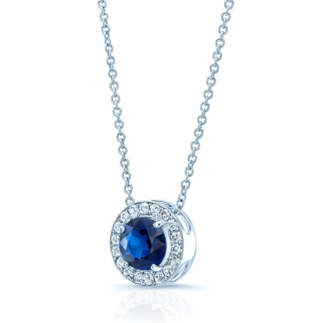 Sapphire And Diamond Pendant In 14k White Gold (1/4 Ct. Tw.)