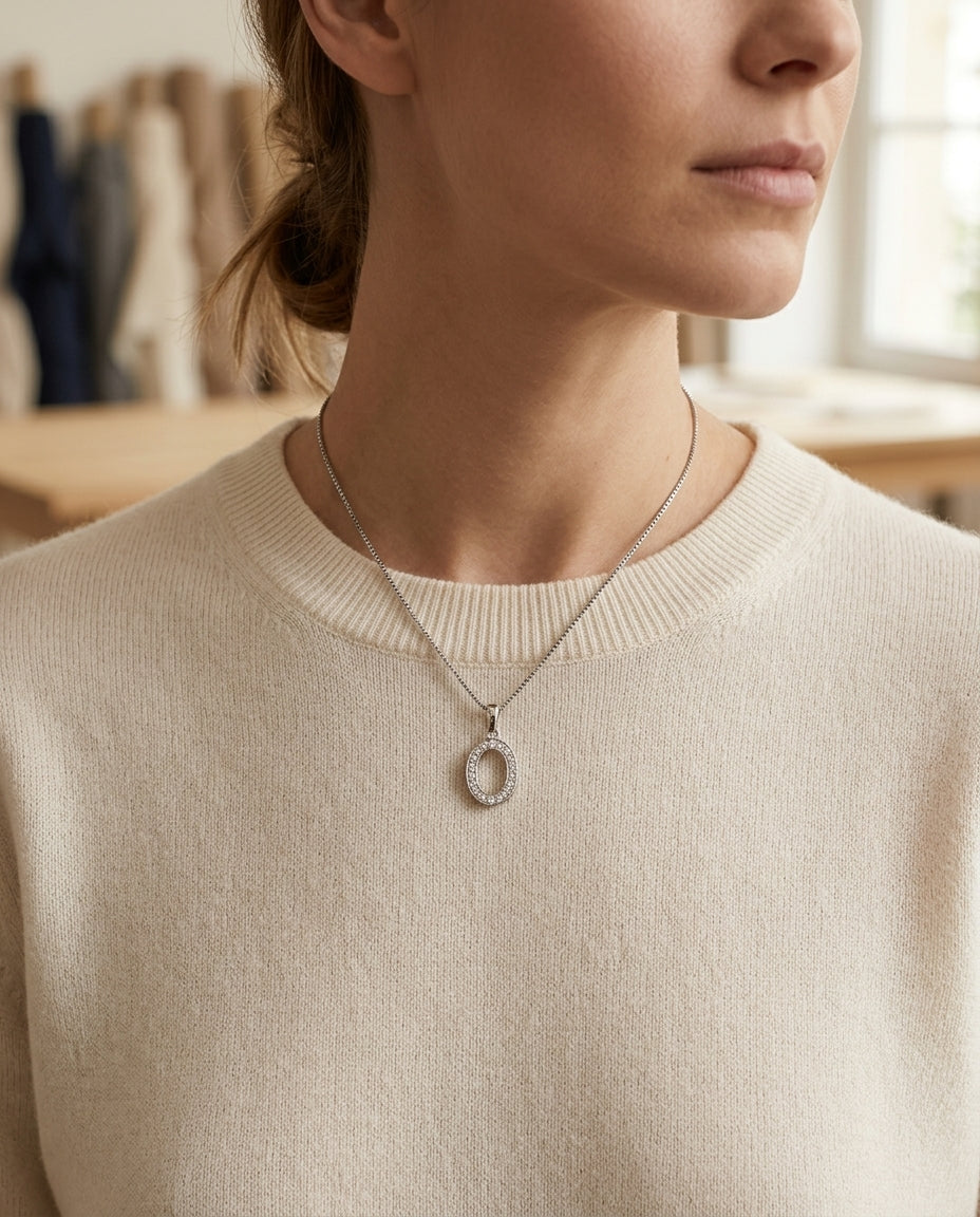 Diamond & 18k White Gold Pendant — editorial close-up