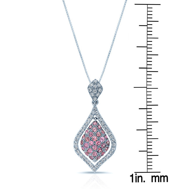 Pink Tourmaline & Diamond Necklace In 18k White Gold