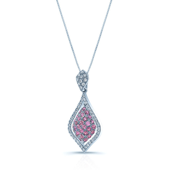 Pink Tourmaline & Diamond Necklace In 18k White Gold
