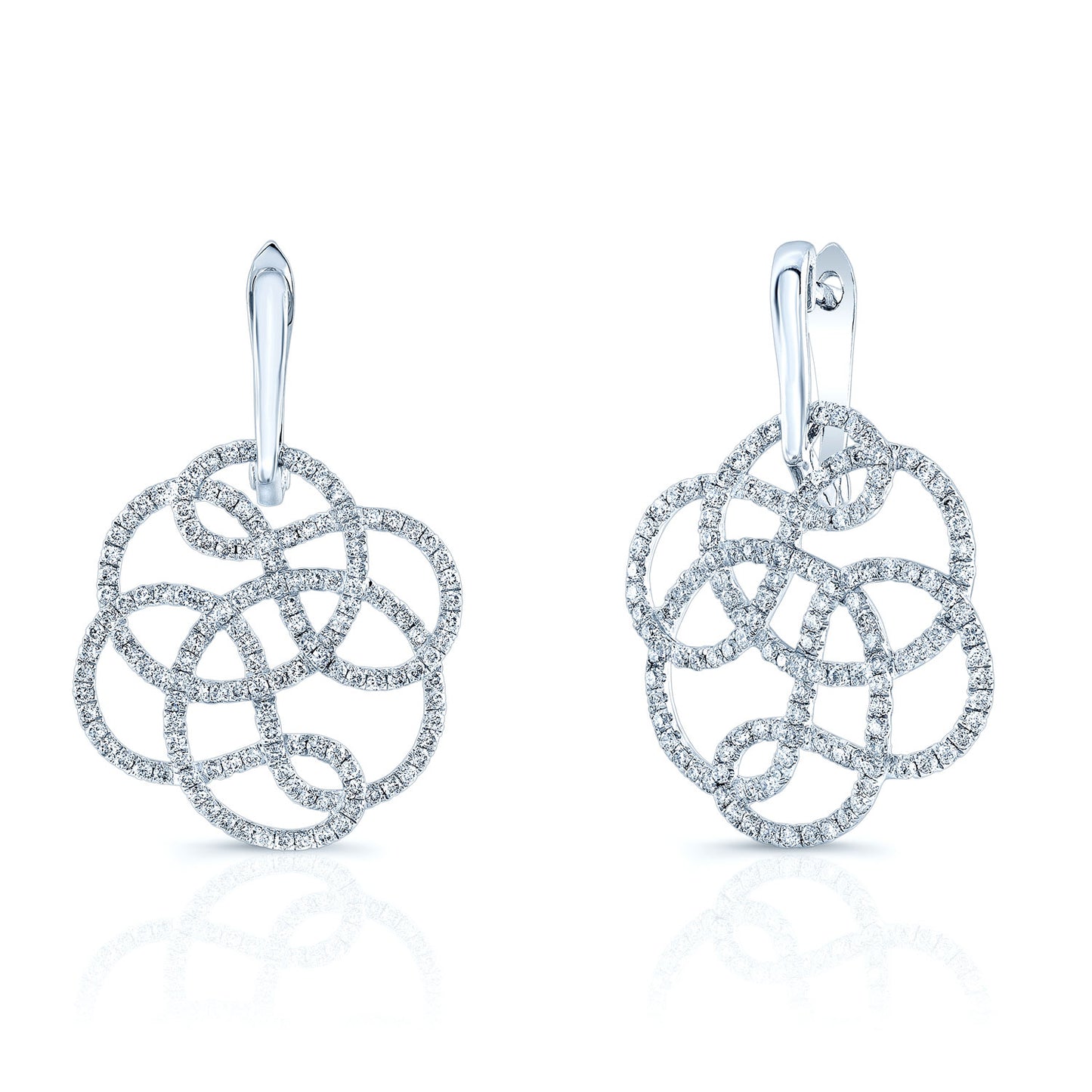 Floral Diamond Earrings In 18k White Gold (1 -1/3 Ct.tw.)