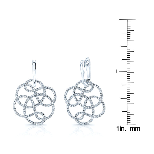 Floral Diamond Earrings In 18k White Gold (1 -1/3 Ct.tw.)