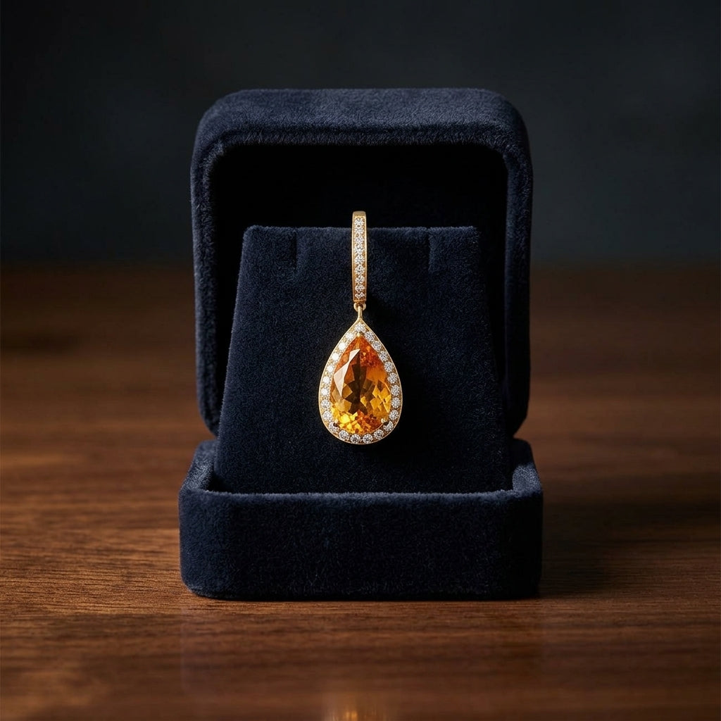 Smokey Quartz Pear And Diamond Halo Earrings In 18k Yellow Gold (1 1/6 Ct. Tw.) — gift presentation