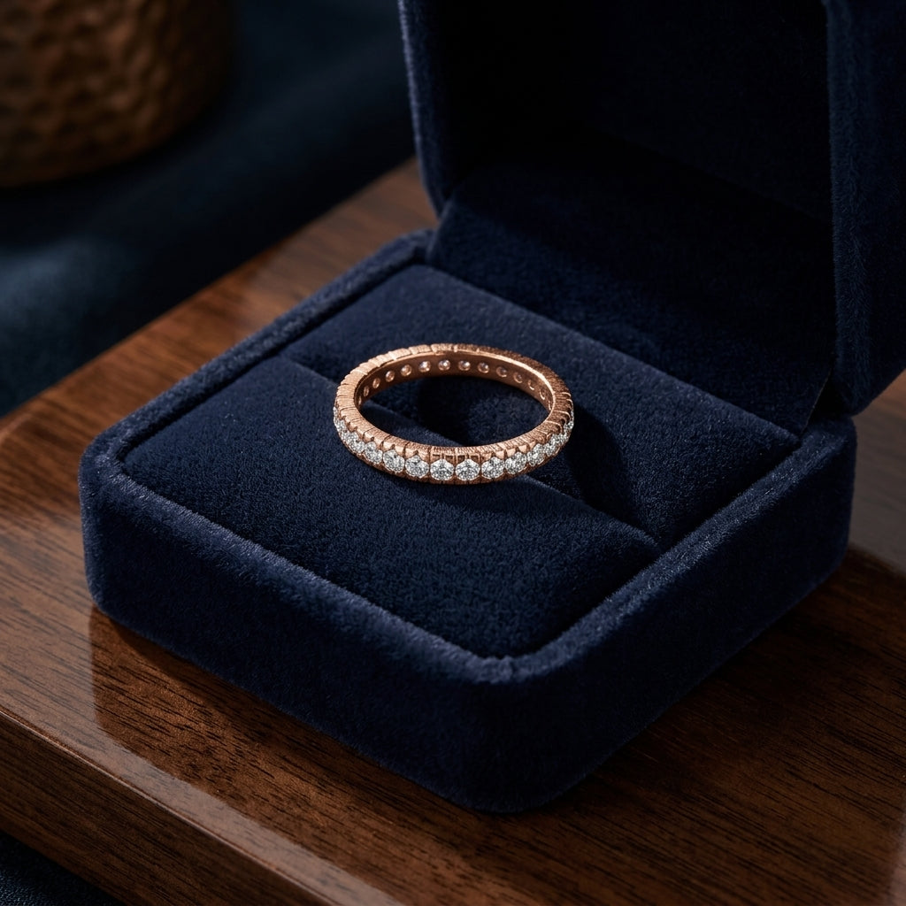Diamond Slim Prong Band In 14k Rose Gold (0.32ctw) — gift presentation