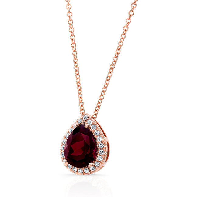 18k Rose Gold Rhodolite Garnet And Diamond Pendant