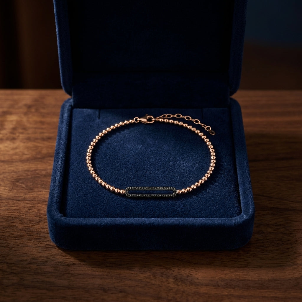 Black Diamond Pave Open Bracelet In 14k Rose Gold (1/4 Ct.tw.) — gift presentation