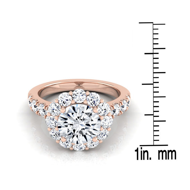 2 1/16ctw Round Diamond Halo Engagement Ring With Pave Shank In 14k Rose Gold, Igi-certified
