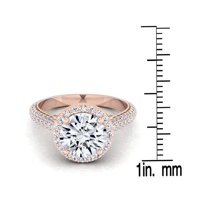 1 4/5ctw Round Diamond Pave Engagement Ring With Triple Row Shank In 14k Rose Gold -, Igi-certified