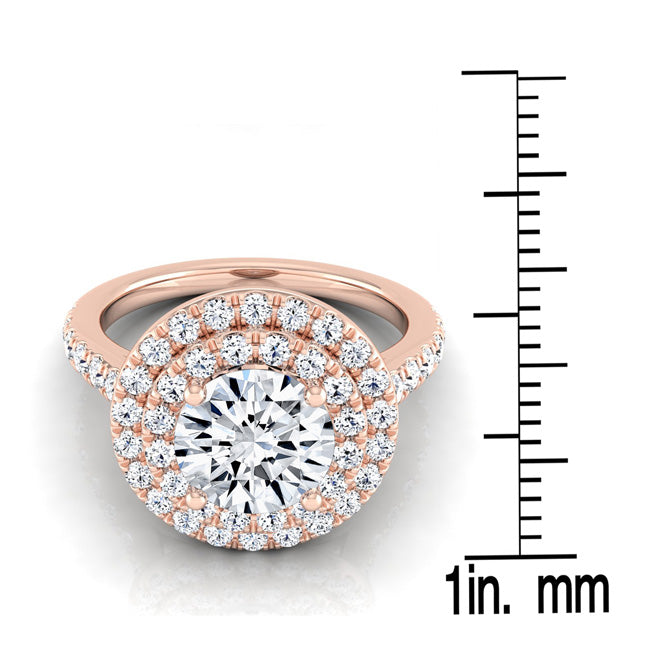 1 3/4ctw Round Diamond Double Entourage Engagement Ring In 14k Rose Gold, Igi-certified