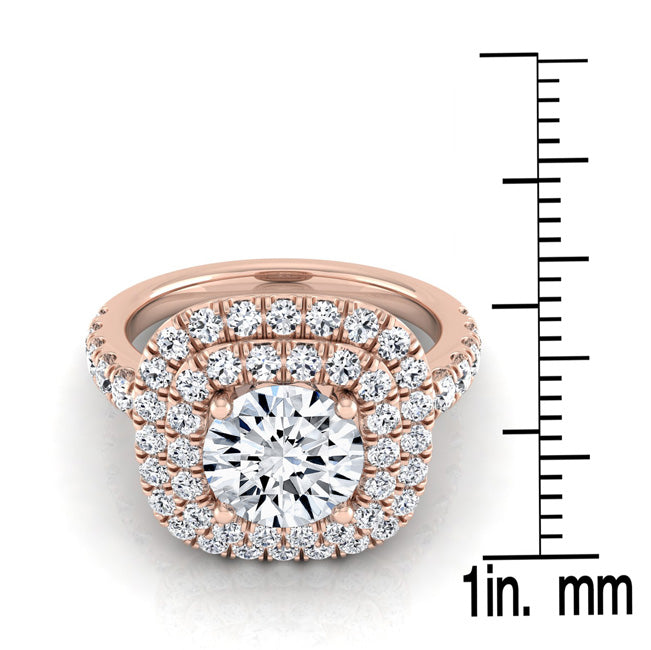 1 9/10ctw Round Diamond Double Entourage Engagement Ring With Pave Shank In 14k Rose Gold, Igi-certified