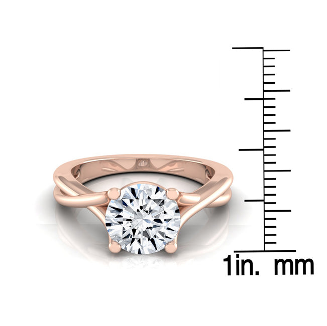 1ct Round Diamond Solitaire Engagement Ring With Trellis Basket In 14k Rose Gold, Igi-certified