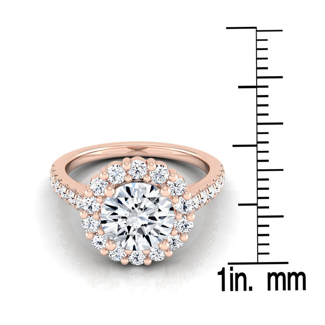 1 5/8ctw Round Diamond Halo Engagement Ring With Pave Shank In 14k Rose Gold, Igi-certified