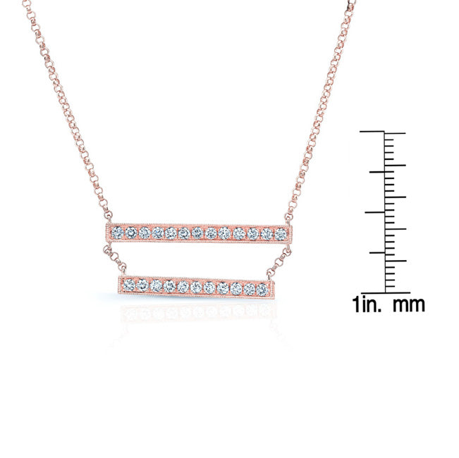 Diamond Double Bar Necklace In 14k Rose Gold