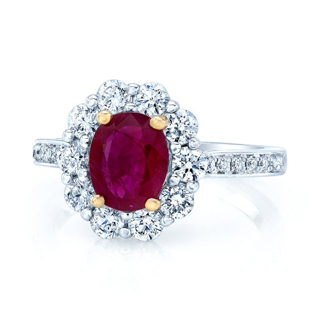 Oval Sapphire And Diamond Princess Di Ring In 14k White Gold (8x6mm)