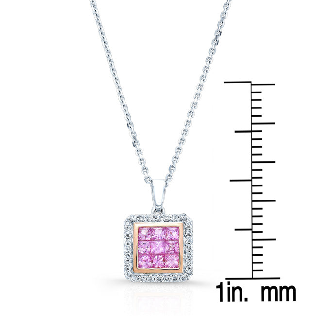 Pink Sapphire And Diamond Pendant In 14k Two Tone Gold (1/6 Ct. Tw.)