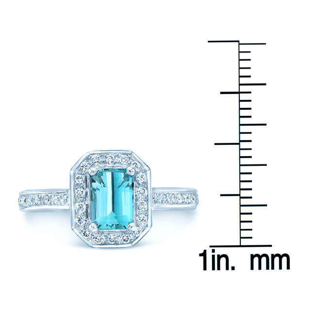 Blue Topaz And Diamond Ring In 14k White Gold