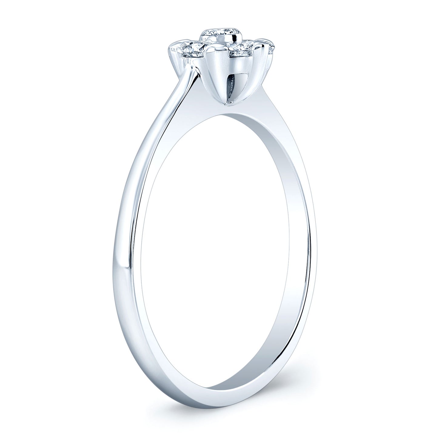 Diamond Cluster Solitaire Ring In 14k White Gold