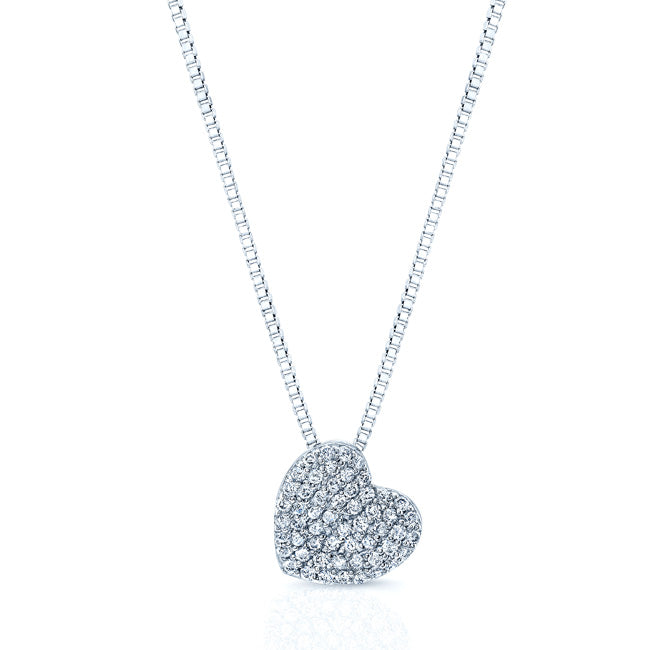 14k White Gold 0.40ctw Diamond Pave Heart Pendant