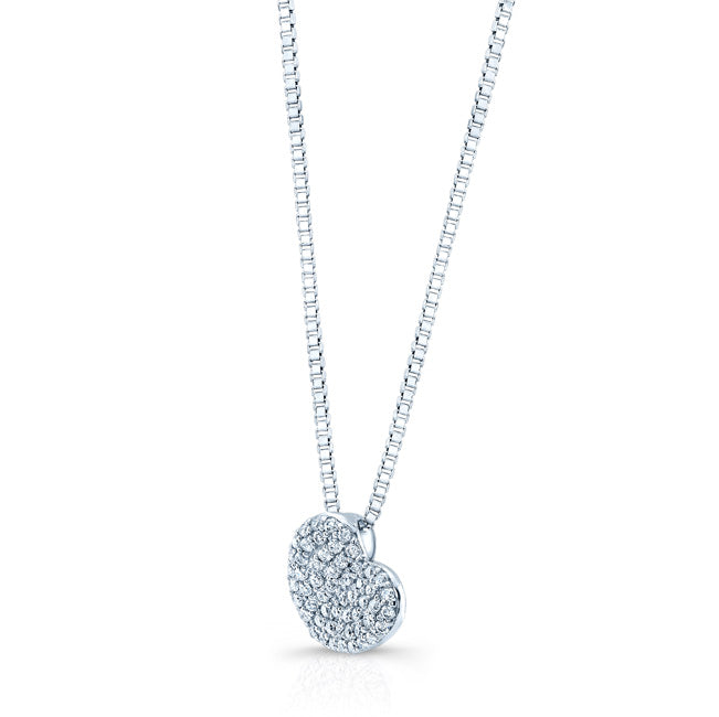 14k White Gold 0.40ctw Diamond Pave Heart Pendant