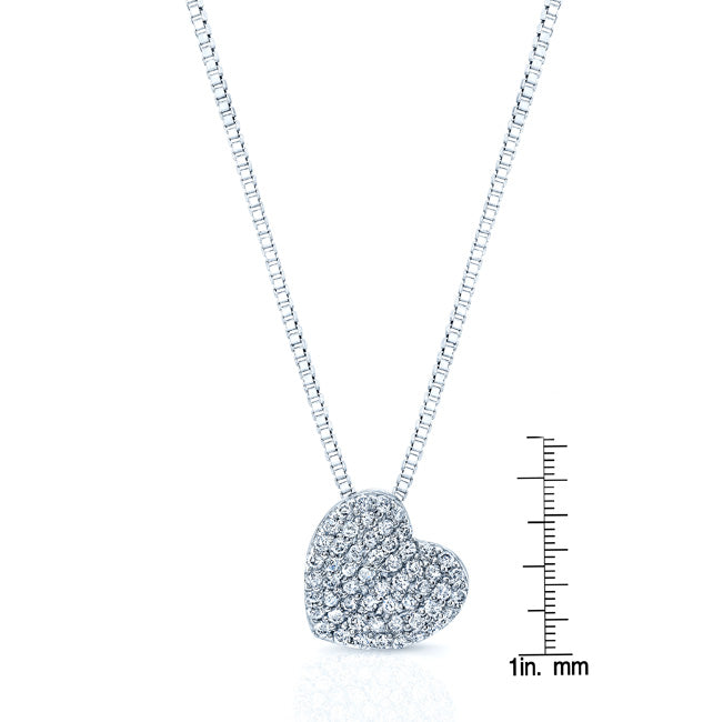 14k White Gold 0.40ctw Diamond Pave Heart Pendant