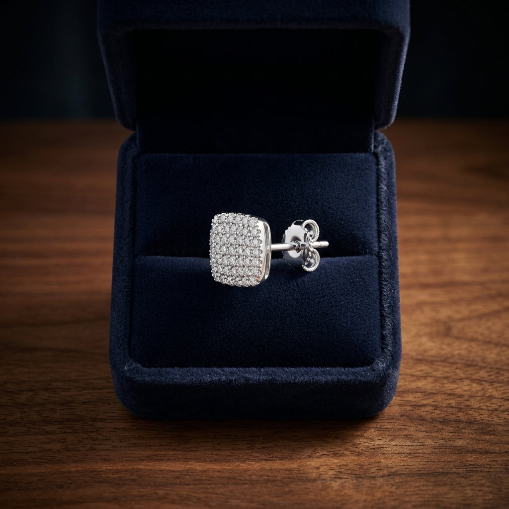 14k White Gold 0.70 Ctw Square Stud Earrings — gift presentation