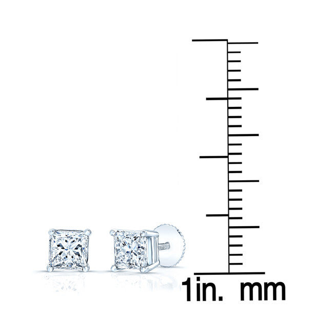 Diamond Princess 4-prong Studs 14k White Gold