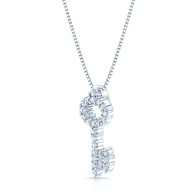 Diamond Key Pendant In 14k White Gold (1/4 Ct.tw.)