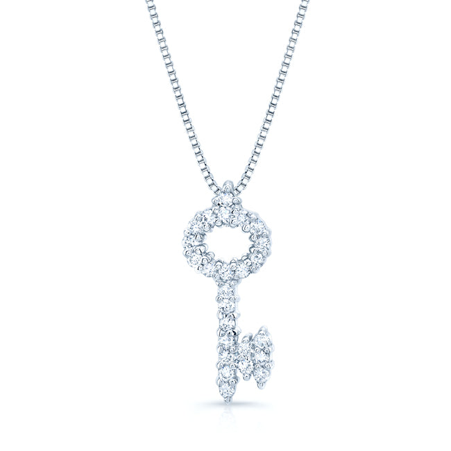 Diamond Key Pendant In 14k White Gold (1/4 Ct.tw.)