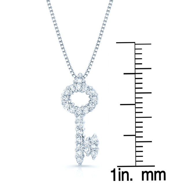 Diamond Key Pendant In 14k White Gold (1/4 Ct.tw.)