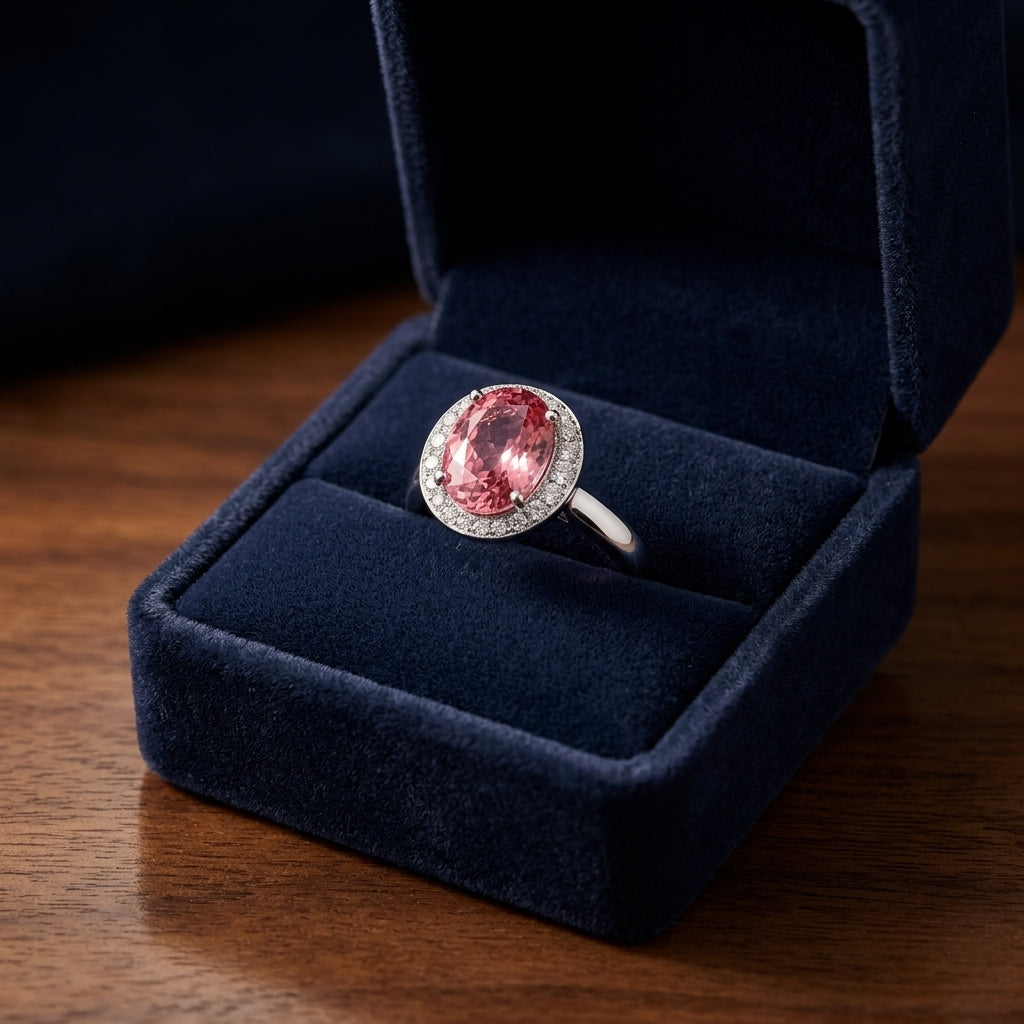 14k White Gold Pink Tourmaline 0.125ct Tdw Diamond Ring (h-i, Vs1-vs2) — gift presentation