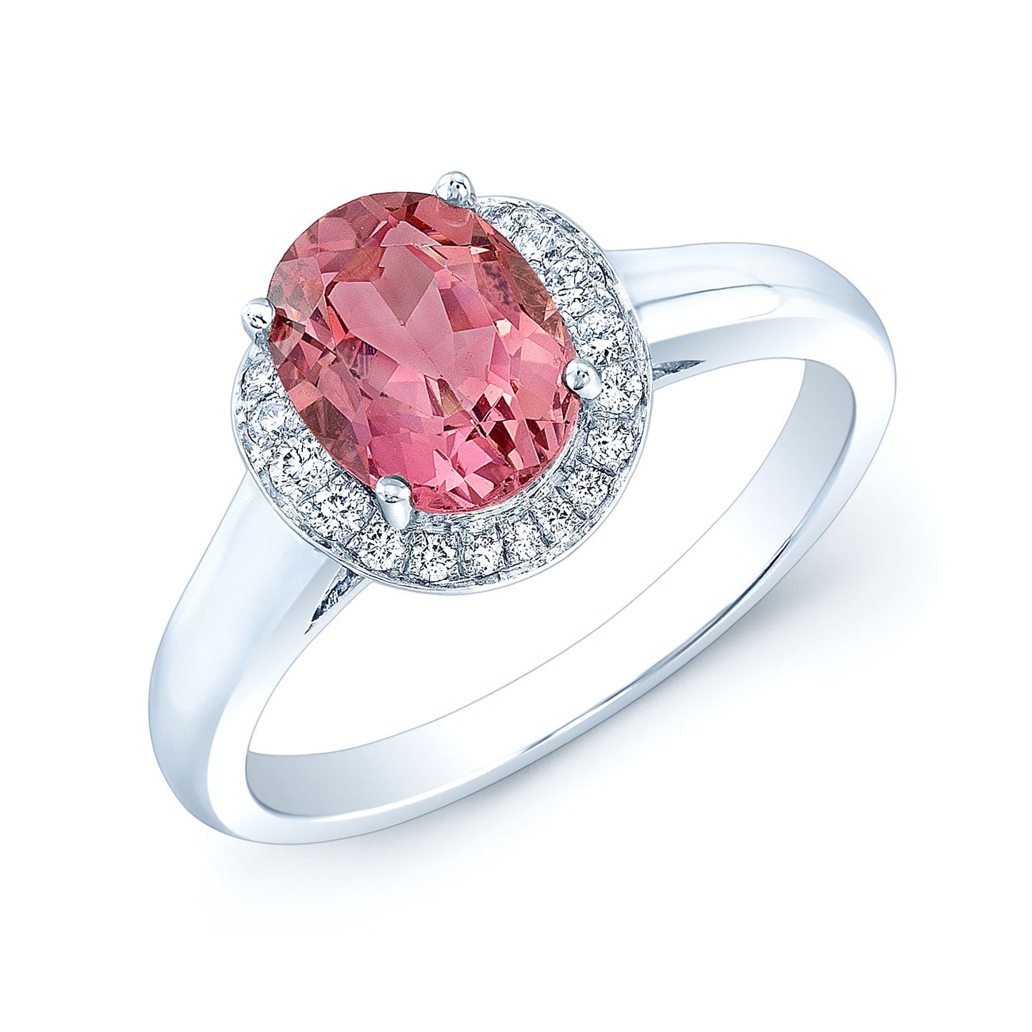 14k White Gold Pink Tourmaline 0.125ct Tdw Diamond Ring (h-i, Vs1-vs2)