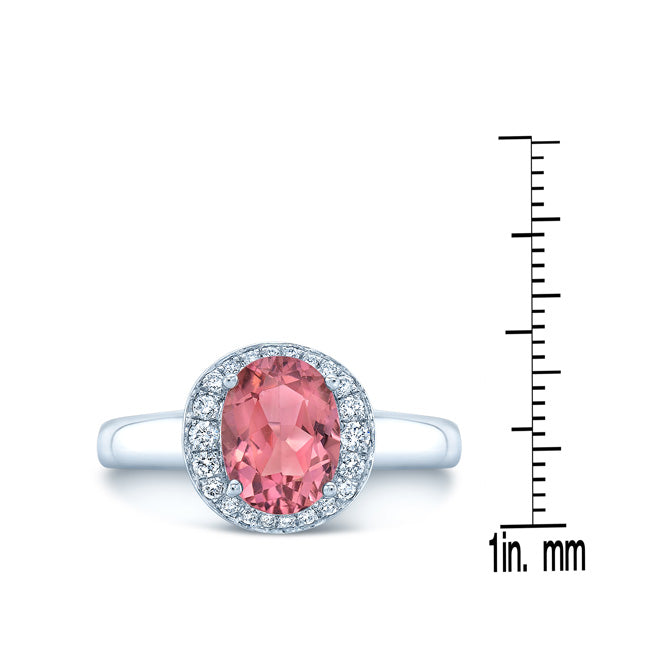 14k White Gold Pink Tourmaline 0.125ct Tdw Diamond Ring (h-i, Vs1-vs2)