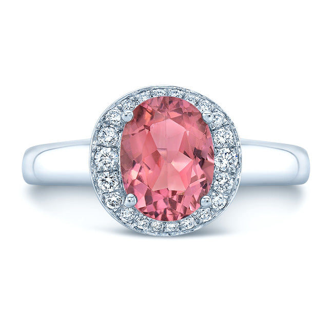 14k White Gold Pink Tourmaline 0.125ct Tdw Diamond Ring (h-i, Vs1-vs2)