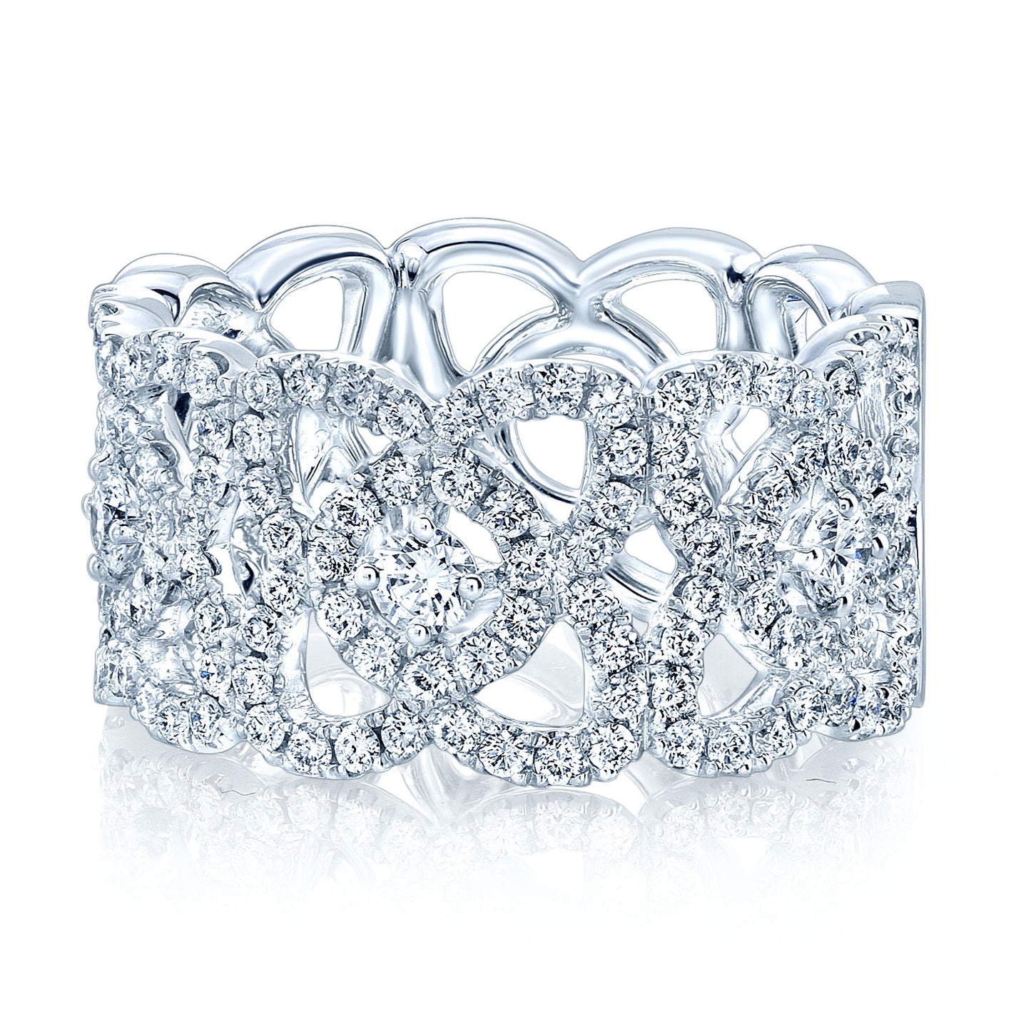 Diamond Lace Design Ring In 14k White Gold (sample)