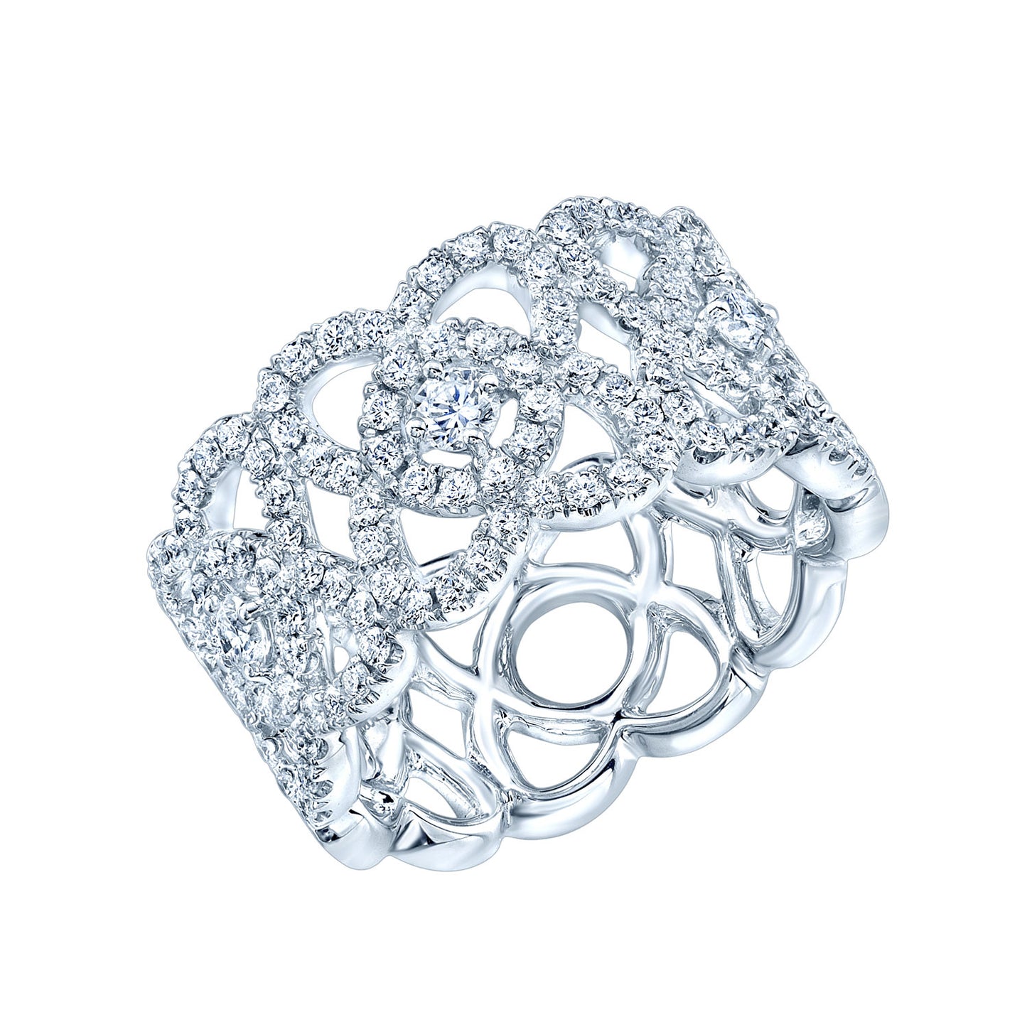 Diamond Lace Design Ring In 14k White Gold (sample)