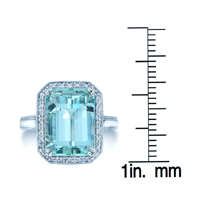 14kw Gold Aquamarine & Diamond Ring