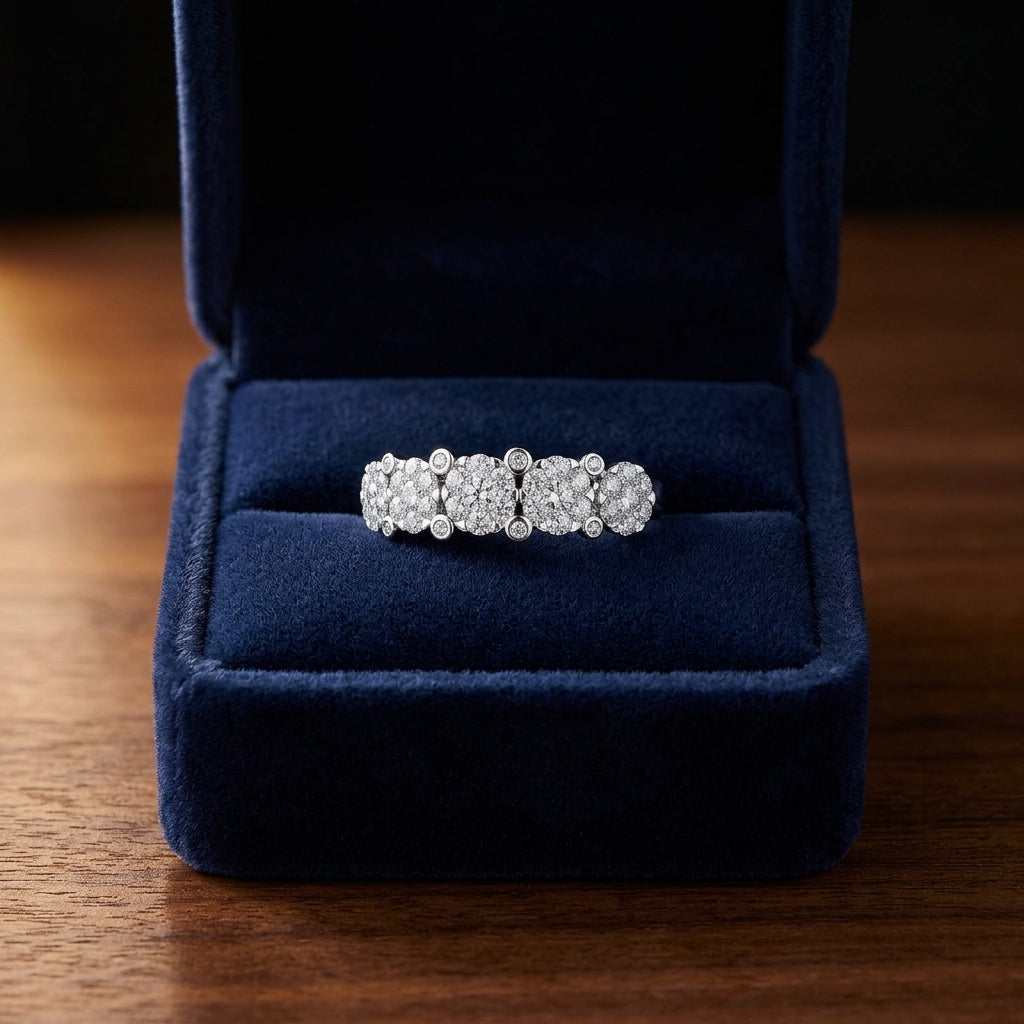 Diamond Cluster 5-stone Band In 14k White Gold — gift presentation