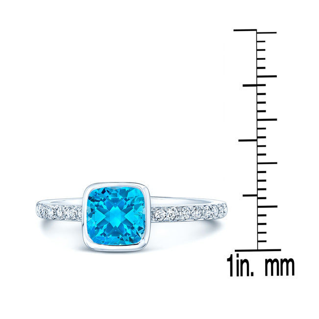 Swiss Blue Topaz Stackable Ring In 14k White Gold (6mm)