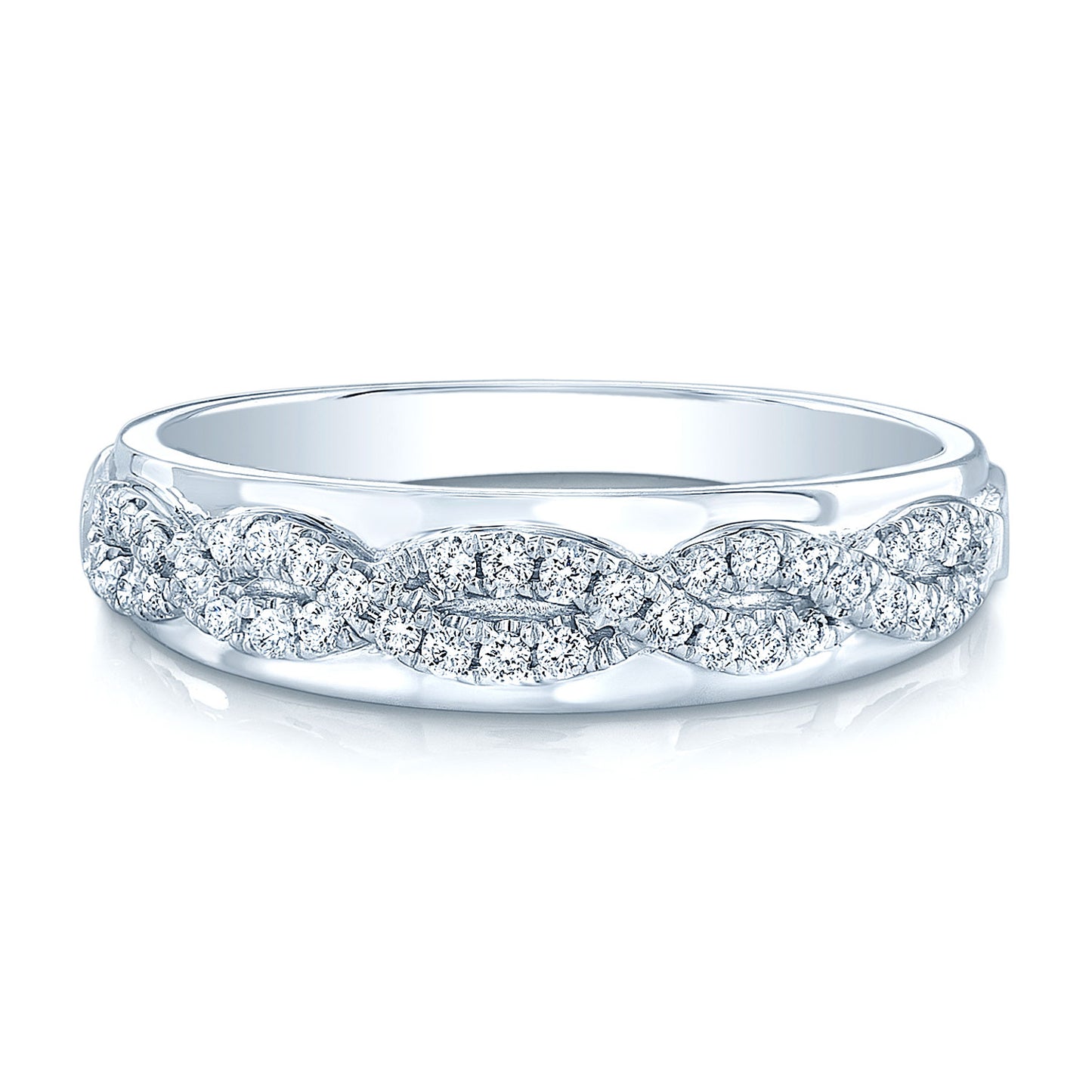 Diamond Braided Ring In 14k White Gold